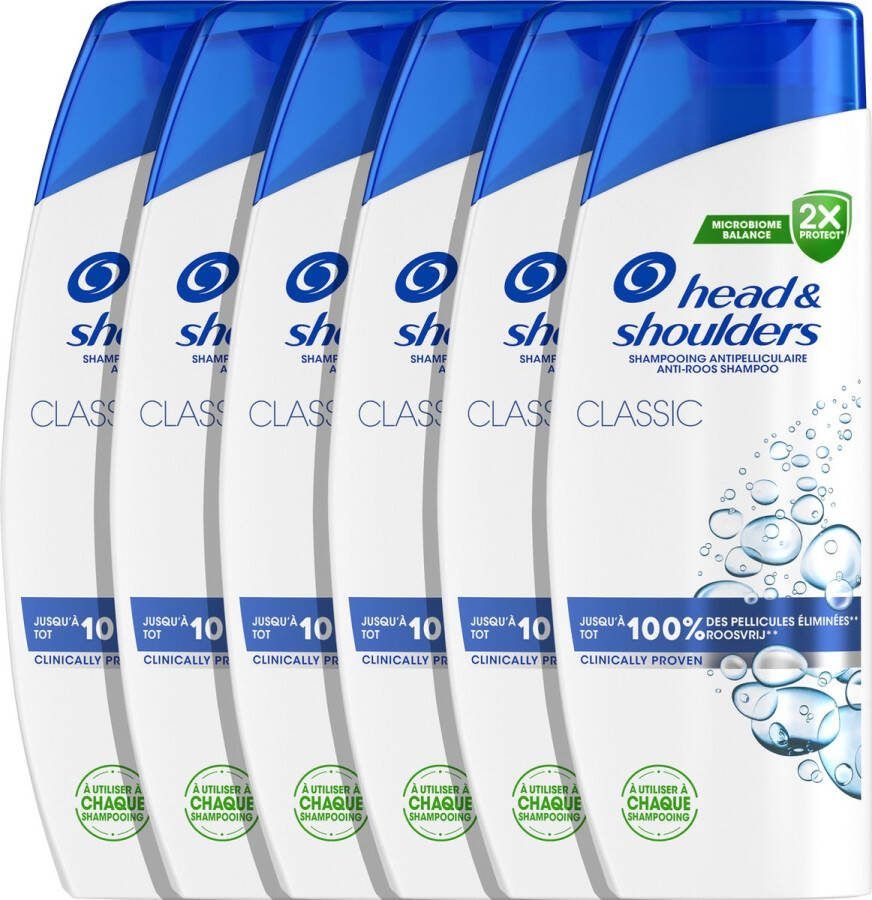 Head & Shoulders Classic Anti-roos Shampoo Fris Gevoel Voor Dagelijks Gebruik Voordeelverpakking 6 x 300 ml