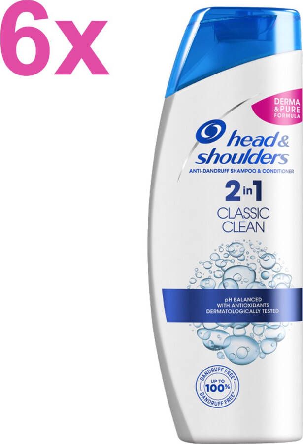 Head & Shoulders Classic Clean 2in1 Anti-Roos Shampoo & Haarbalsem 6x 360 ml Voordeelverpakking