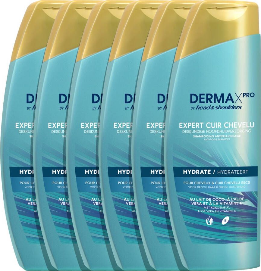 Head & Shoulders DERMAxPRO by Hydrateert Anti-roos shampoo voor droog haar & droge hoofdhuid Voordeelverpakking 6 x 225 ml