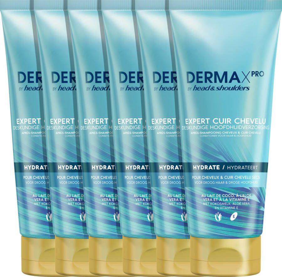 Head & Shoulders DERMAxPRO by Hydrateert Conditioner Voor droog haar en droge hoofdhuid Voordeelverpakking 6 x 200 ml