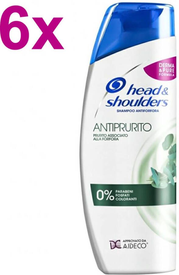 Head & Shoulders Eucalyptus Antiprurito Anti-Roos Shampoo 6x 400ml Voordeelverpakking
