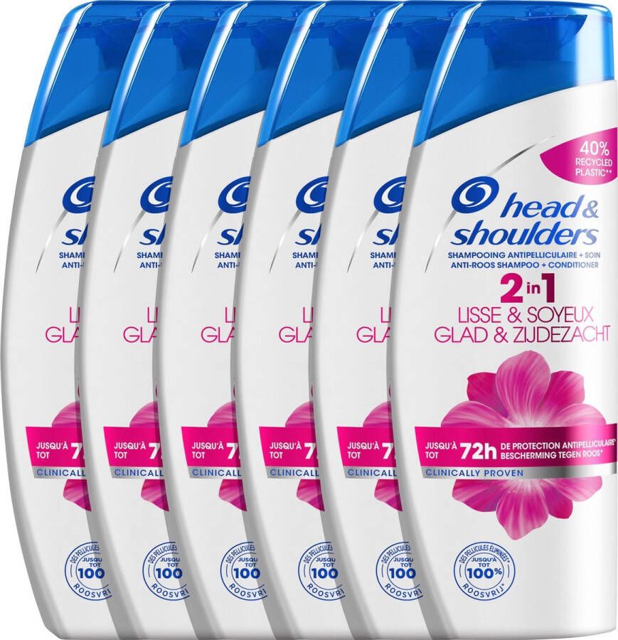 Head & Shoulders Glad & Zijdezacht 2in1 Anti-Roos Shampoo en Conditioner Voordeelverpakking 6 x 270 ml