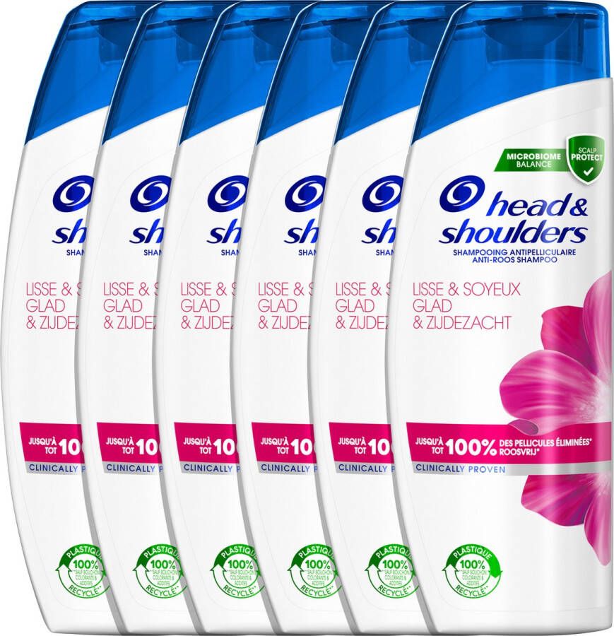 Head & Shoulders Glad & Zijdezacht Anti-roos Shampoo Voordeelverpakking 6 x 285 ml