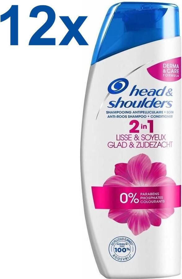 Head & Shoulders 2 in 1 Glad & Zijdezacht Shampoo 12x 270ml Voordeelverpakking