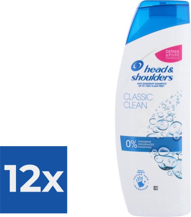 Head &- Shoulders Head & Shoulders Classic Clean Anti-Roos Shampoo 500ml. Voordeelverpakking 12 stuks