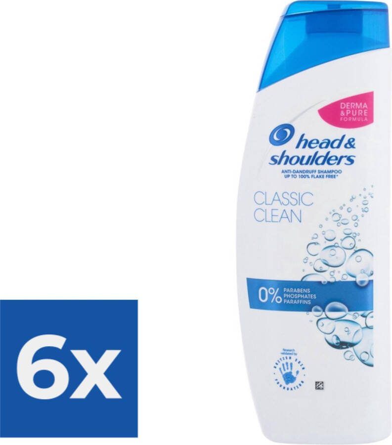 Head &- Shoulders Head & Shoulders Classic Clean Anti-Roos Shampoo 500ml. Voordeelverpakking 6 stuks