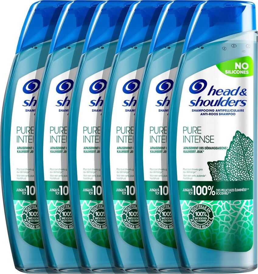 Head & Shoulders Pure Intense Kalmeert Jeuk Anti-roos shampoo Met Pepermunt Voordeelverpakking 6 x 250 ml