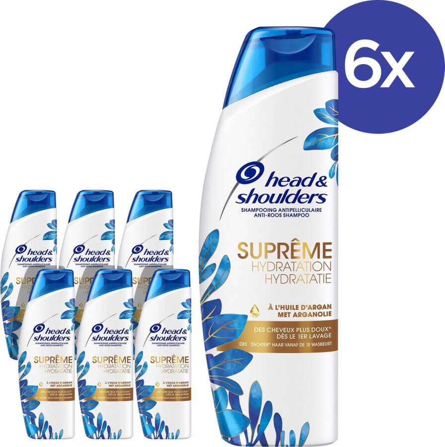 Head & Shoulders Suprême Hydratatie Anti-roos argan- & kokosolie shampoo 6 x 250ml voordeelverpakking