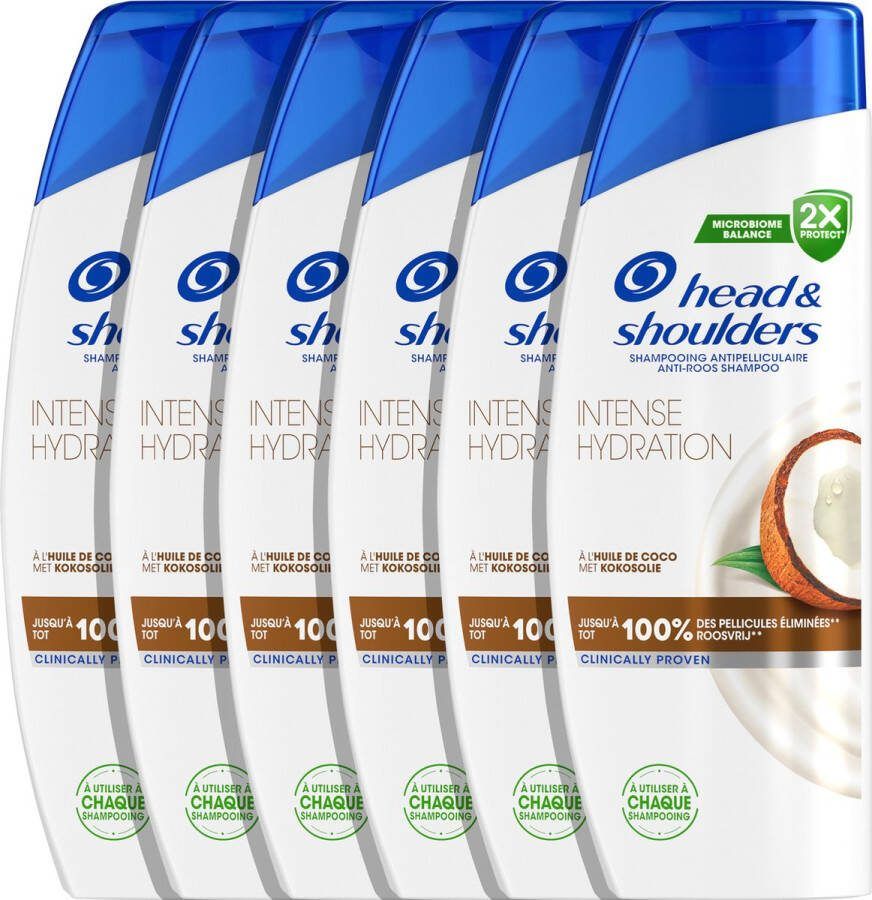 Head & Shoulders Intense Hydration Anti-Roos Shampoo Met Kokosolie Voordeelverpakking 6 x 300 ml