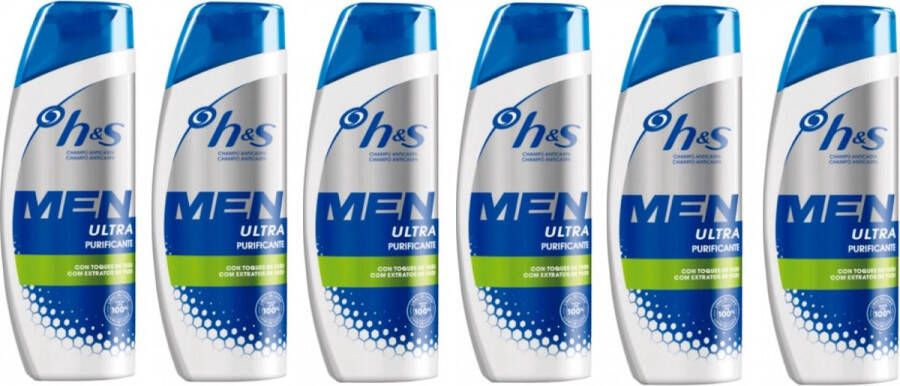 Head & Shoulders For Men Shampoo Purifying 6x225ml Voordeelverpakking