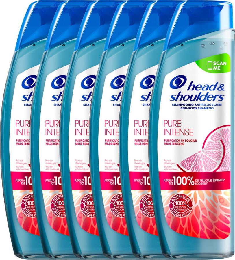 Head & Shoulders Pure Intense Milde Reiniging anti-roos shampoo 6 x 250 ml voordeelverpakking