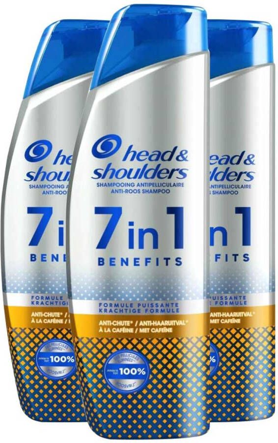 Head & Shoulders Shampoo Anti-Haaruitval 7In1 3 x 225 ml Voordeelverpakking