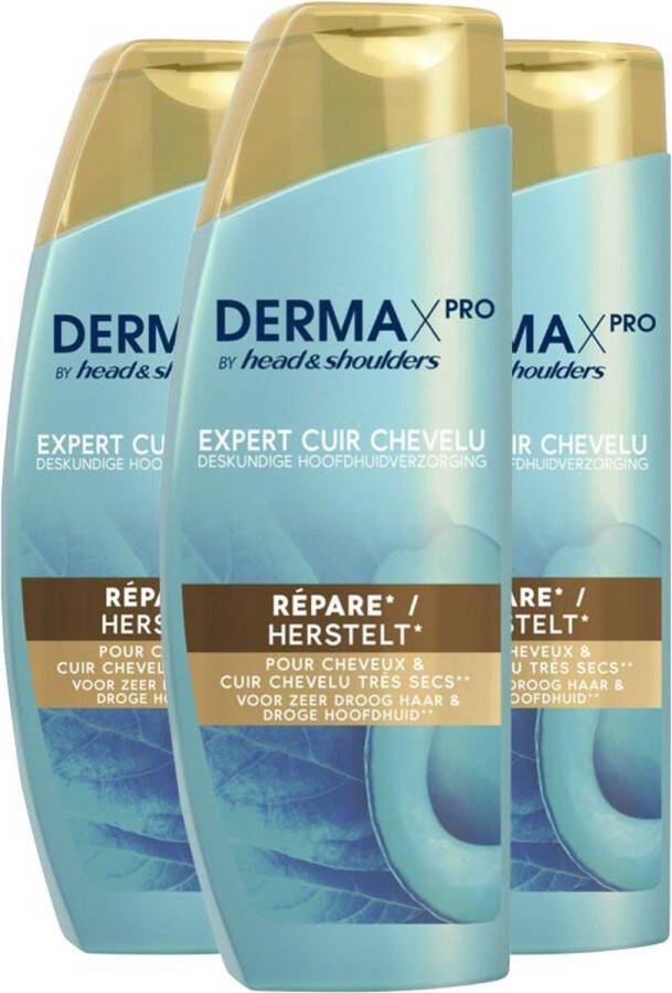 Head & Shoulders Anti-Roos Shampoo DERMAxPRO Herstelt 3 x 225 ml Voordeelverpakking