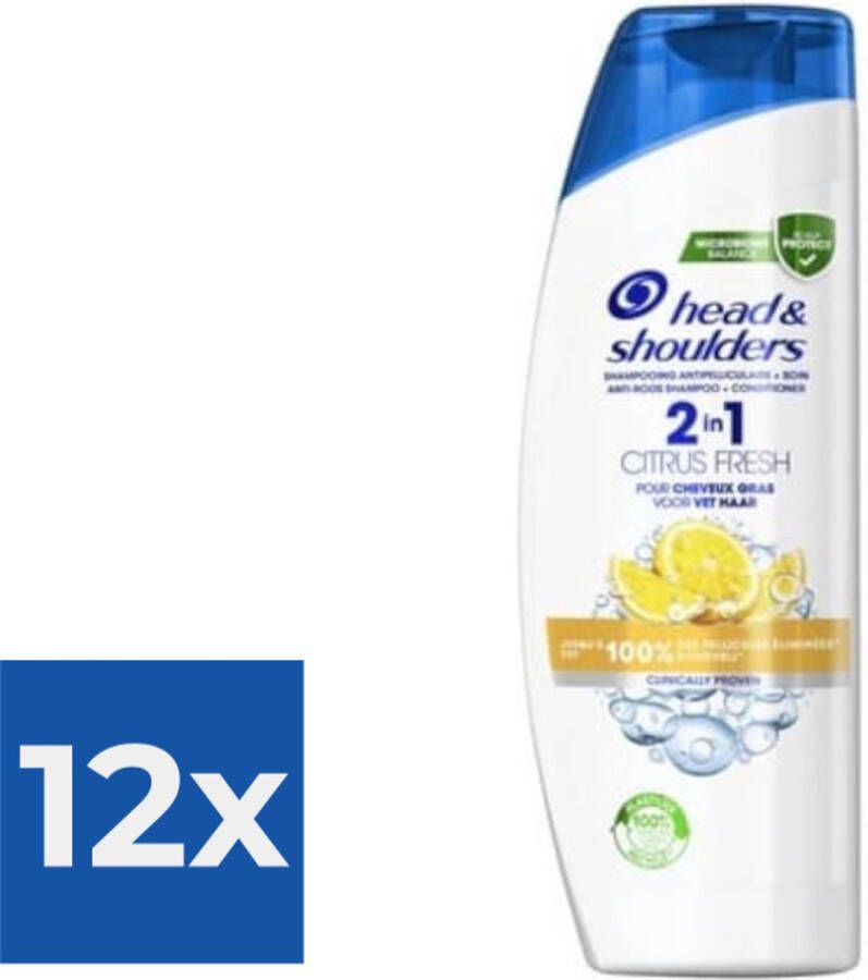Head & Shoulders Shampoo Citrus Fresh 2 in 1 270ml Voordeelverpakking 12 stuks