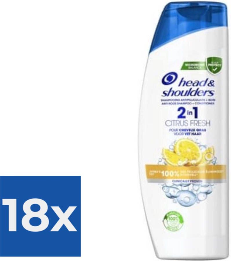 Head & Shoulders Shampoo Citrus Fresh 2 in 1 270ml Voordeelverpakking 18 stuks