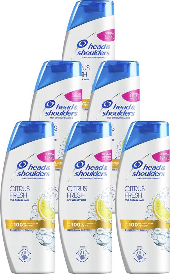 Head & Shoulders Shampoo Citrus Fresh Shampoo 6 x 250 ml Voordeelverpakking