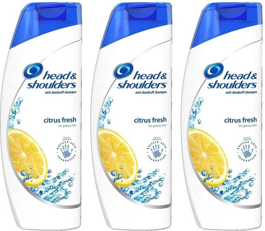 Head & Shoulders Shampoo Citrus Fresh Tot 100% Roosvrij Voordeelverpakking 3x500ml