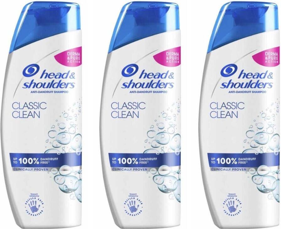 Head & Shoulders Shampoo Classic Clean Tot 100% Roosvrij Voordeelverpakking 3x500 ml