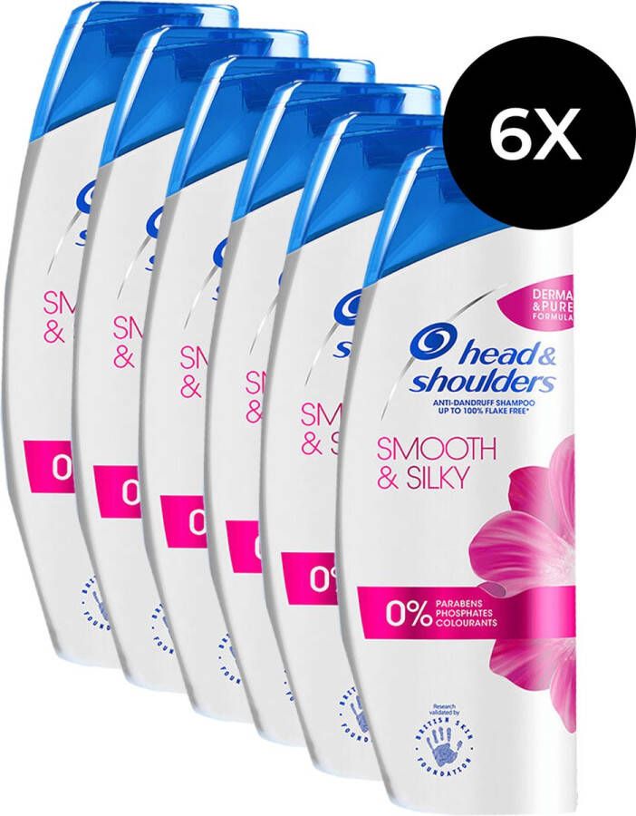 Head & Shoulders Shampoo Smooth & Silky 6 x 500 ml Voordeelverpakking