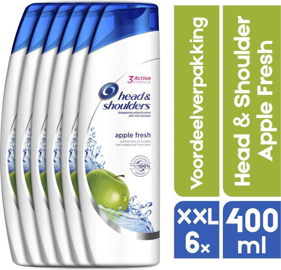 Head & Shoulders XXL 6 x 400 ML voordeelverpakking Apple Fresh 6x 400ML Shampoo