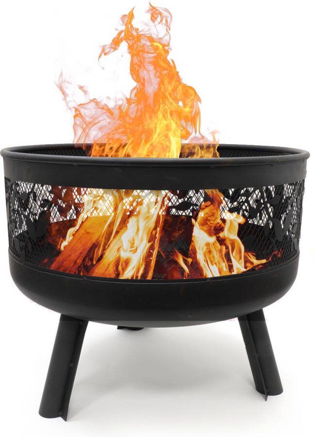 HEAT OUTDOOR LIVING Alna Vuurkorf met Vonkenscherm- Staal Terrashaard Zwart Vuurkorf voor buiten Vuurkorf BBQ Staal Vuurton & Terraskachel Hoogwaardig en Kwalitatief Sfeervolle Avonden 60x60x35 cm