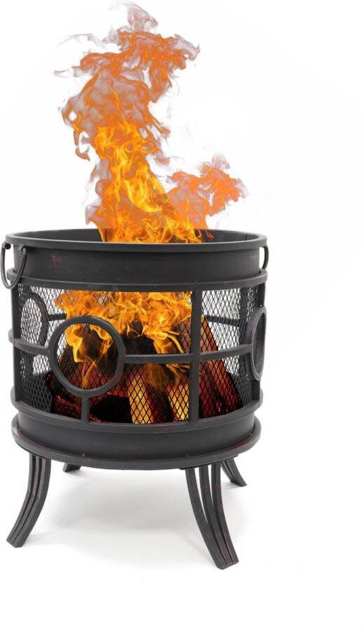 HEAT OUTDOOR LIVING Vuurkorf Tynset Zwarte Vuurkorf met Bronzen Effect Hoogwaardig Staal Robuust Ontwerp op Drie Poten Compact en Ruim Sfeervolle Avonden Inclusief Vuurpook voor Veilig en Gemakkelijk Gebruik 48x48x54 cm