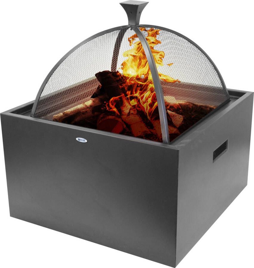 HEAT OUTDOOR LIVING Vuurkorf 3-in-1 Stone Look Staal Vuurkorf Vuurschaal BBQ Vuurschaal voor buiten Terraskachel Tuinkachel Terrashaard Vuurkorf voor buiten Vuurkorf BBQ Vuurton Terraskachel 61x67 xm