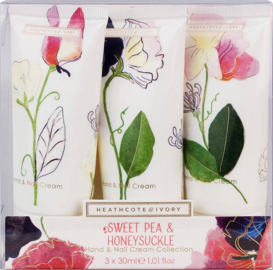 Heathcote & Ivory London luxe handcrème travelsize (3 x 30 ml) – Lathyrus en kamperfoelie – Vitamine E cadeauverpakking vegan – topkwaliteit