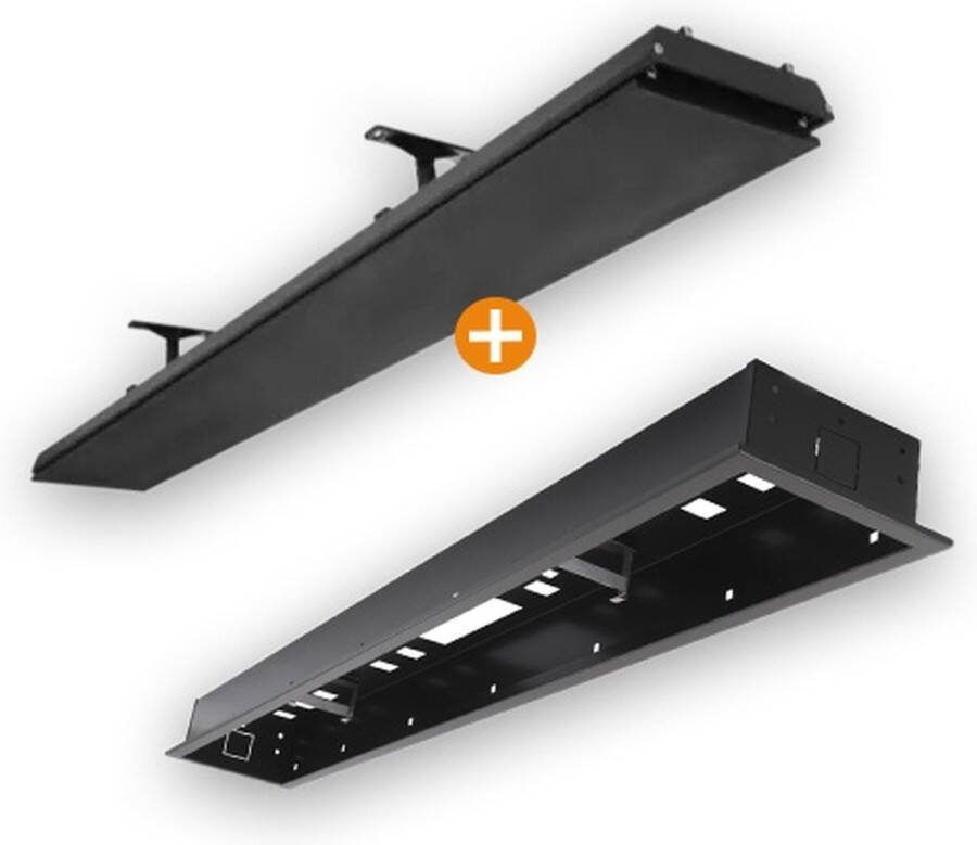 HEATSTRIP Design 2400 Watt met Inbouwframe Elektrisch Infrarood Geen rode gloed Terrasverwarmer All Black edition