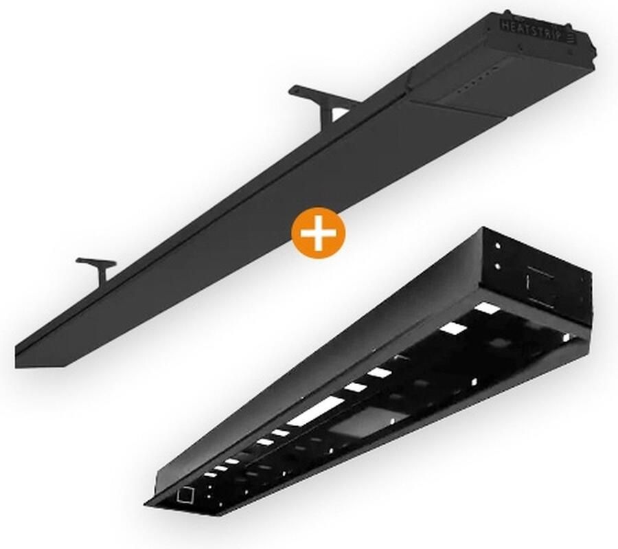 HEATSTRIP Design 2400 Watt met Inbouwframe Elektrische Terrasverwarming Geen rode gloed Te bedienen met Afstandsbediening Infrarood Heater All Black edition