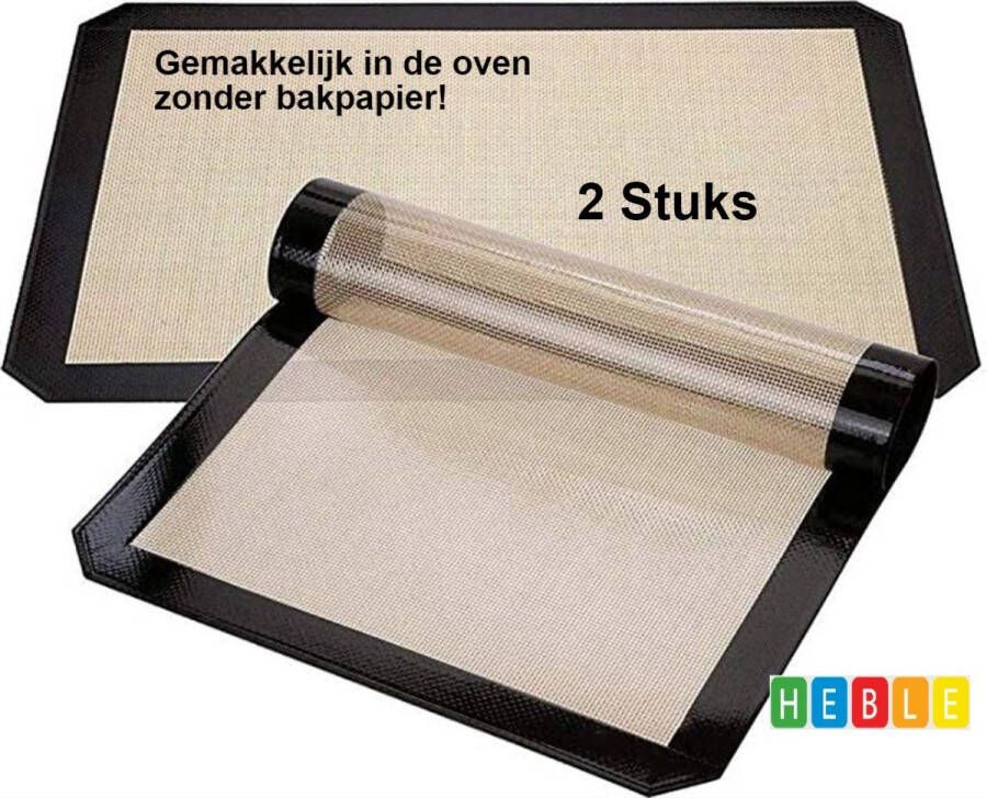 Heble *** 2 Stuks Beige Bakmat 42x30 cm Hittebestendig tot 250° Siliconen van ***