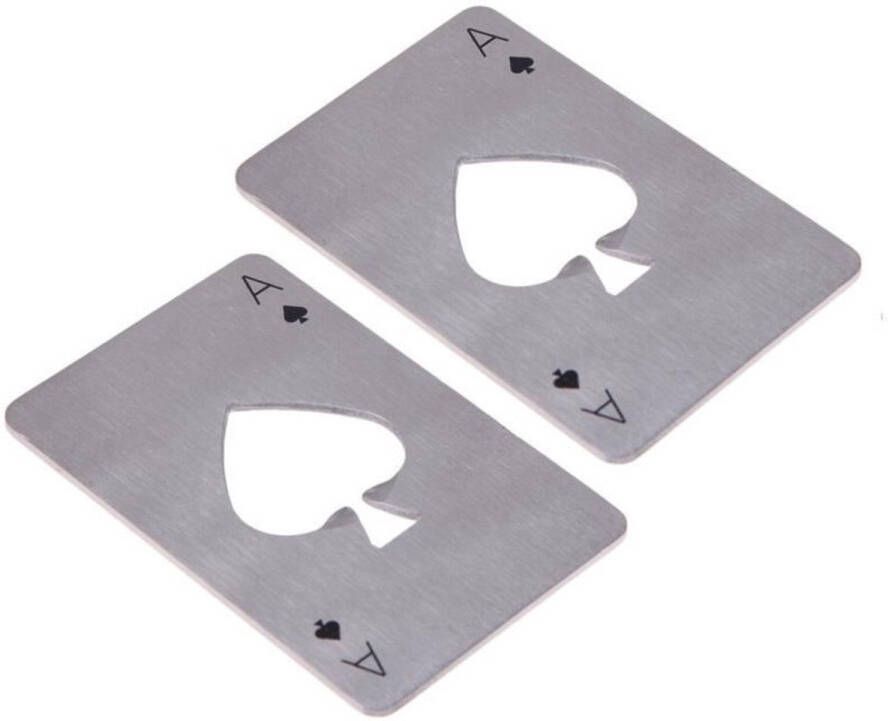 Heble *** 2 stuks RVS fles bier opener poker spelen kaart schoppen soda fles Cap opener van ***