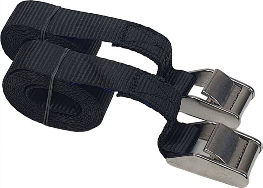 Heble *** 2 stuks Sjorbanden Spanbanden 3m RVS klemgesp Aanhanger Koffer Spullen vast maken van ***