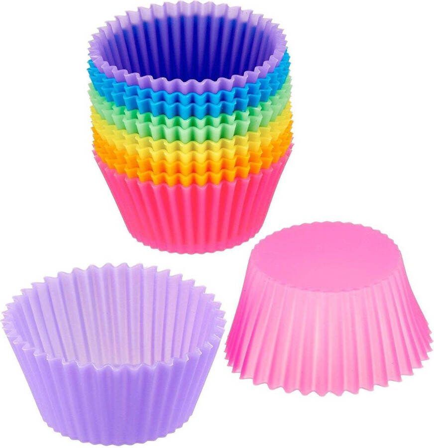 Heble *** 24 Siliconen Cupcake Vormpjes Muffin Vormpjes Vrolijke Kleuren van ***