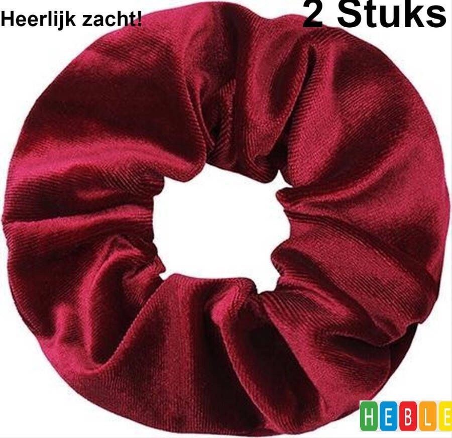 Heble 2x Haarwokkel Scrunchie Bordeaux Rood Velvet Haarelastiek Haar Mode