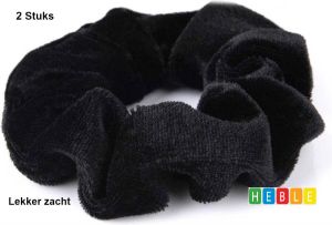 Heble 2x Haarwokkel Scrunchie Zwart Velvet Haarelastiek Haar Mode