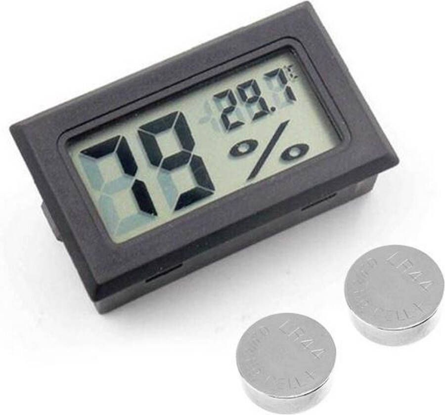 Heble 2x Professionele Digitale Hygrometer Met Batterijen Zwart Meet Temperatuur Voor buiten en binnen 2 in 1 Hygrometer- van