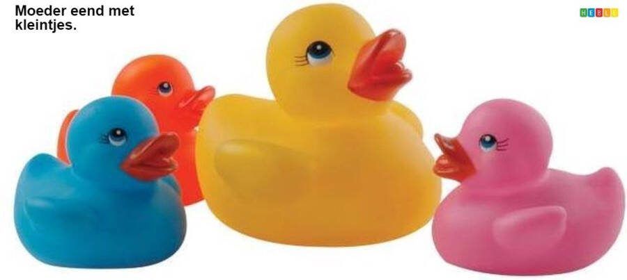Heble *** 4x Rubberen Badeendjes Familie Gekleurd Bad Speeltjes van ***