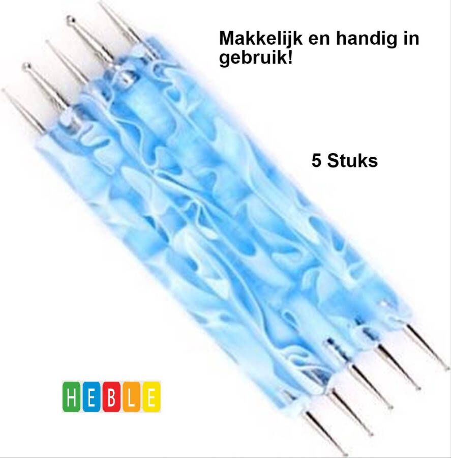 Heble 5-Stuks Marmer-Blauwe Druppelpennen Nail art Manicure Hobby Decoreren van