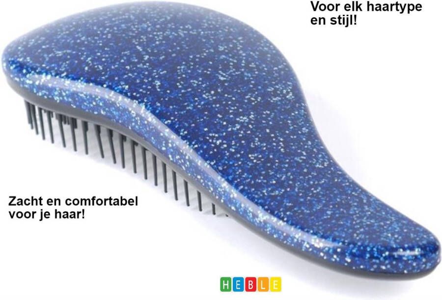 Heble *** Anti klit Borstel Hairbrush Blauw Glitter Haarverzorging Kapsalon Haarborstel van ***