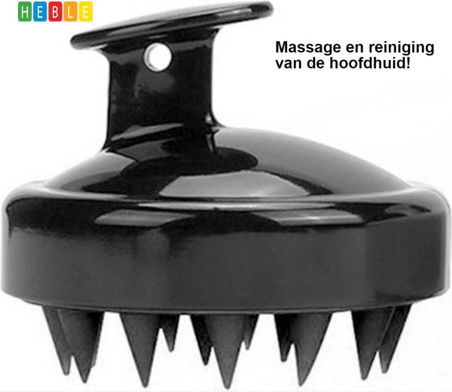 Heble Anti-Roos Haarborstel {Zwart} Siliconen Massageborstel voor Gezond Haar & Haargroei van