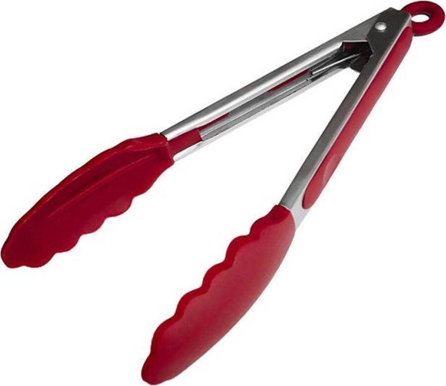 Heble *** BBQ Siliconen tang vleestang serveertang keukentang salade tang – barbecuetang – 21 cm bbq tang vleestang Rood van ***