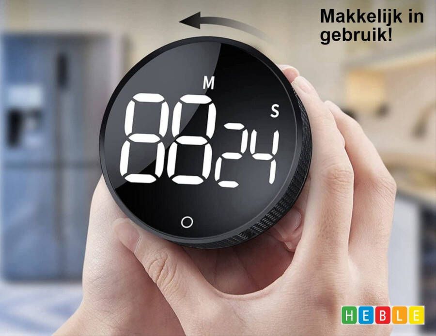 Heble Digitale Timer Pomodoro Timer Digitale Kookwekker Magnetisch LED Scherm Handige Draaiknop Keukentimer van