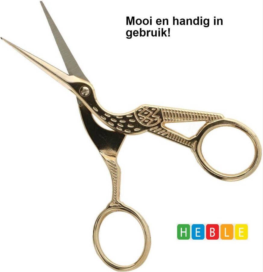 Heble *** Originele Gouden Ooievaars Minischaar – Borduurschaar – 11 5 cm – Borduren & Naaien van ***