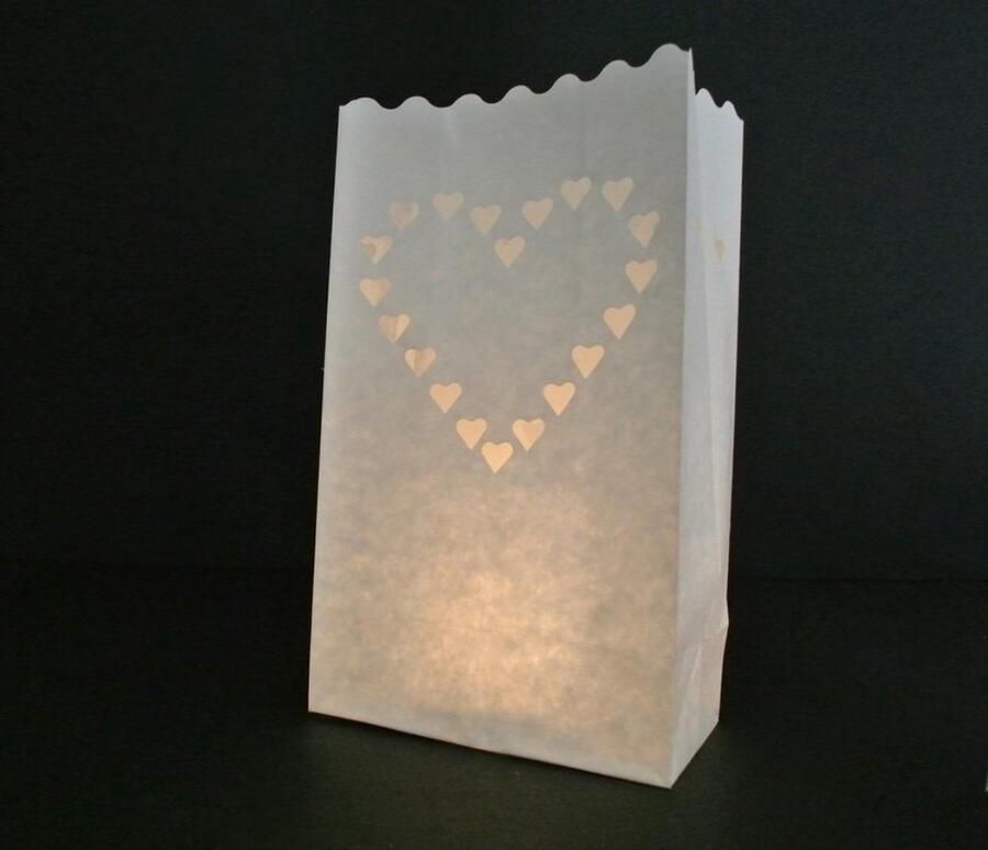 Heble *** 10 x Candle bag Wens Groot Hart Windlicht Papieren kaars houder Lichtzak Candlebag Candlebags Sfeerlicht van ***