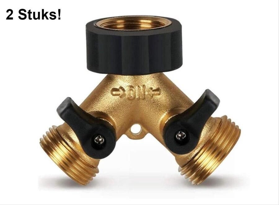Heble *** 2 Stuks Y Stuk Kraan Splitter Waterverdeler Buitenkraan Waterverdeler 2 weg – Messing van ***