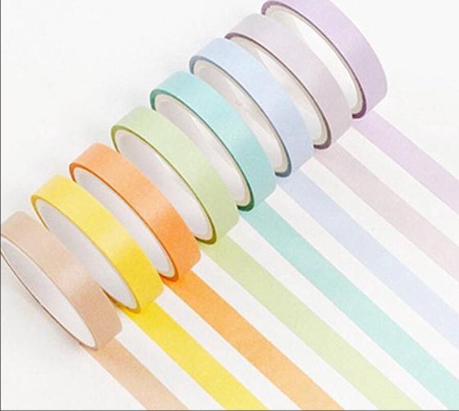 Heble *** Washi Tape Set 12 rolletjes in zachte pasteltinten Knutselen Smal formaat voor eindeloze mogelijkheden Plakken en Knippen van ***