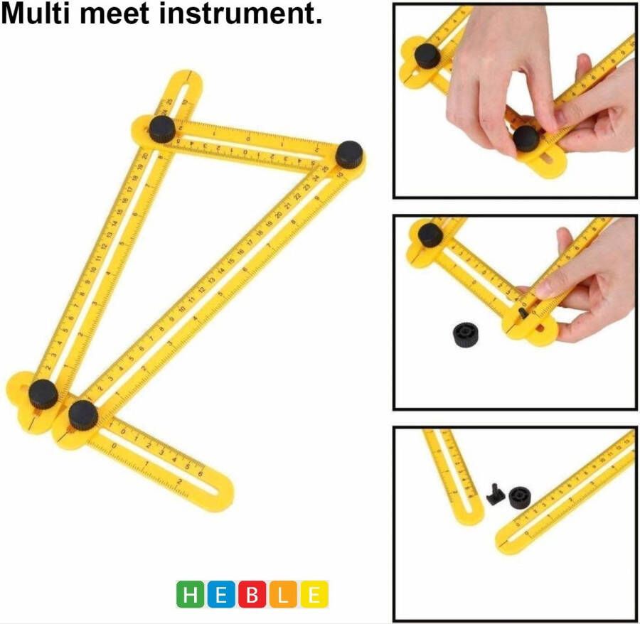 Heble *** Hoekliniaal Vierhoekig Meetinstrument Multi-hoeklineaal Duimstok Klussen -Meten van ***