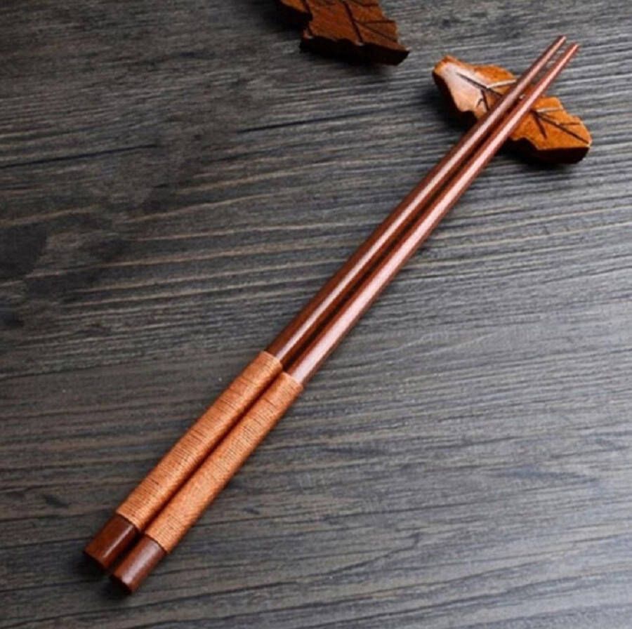 Heble ***Japanse Eetstokjes van Handgemaakt Chestnut Chopsticks Eetgerei Inclusief Legger Donkerbruin Lichtbruin***
