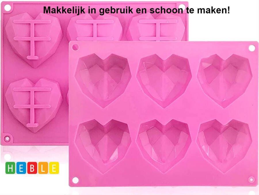 Heble *** Love 3D Hartvorm Bakvorm Siliconen mal harten Chocolade Diamanten 3D heart Bonbons bakvormen van ***